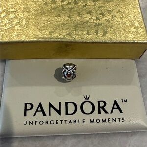 Pandora Silver heart charm, five repeating heart designs around charm